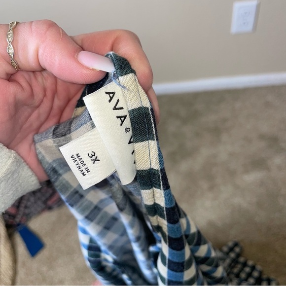 Ava & Viv dress blue & Navy checkered baby doll style dress tiered plus SZ 3X - Picture 3 of 10